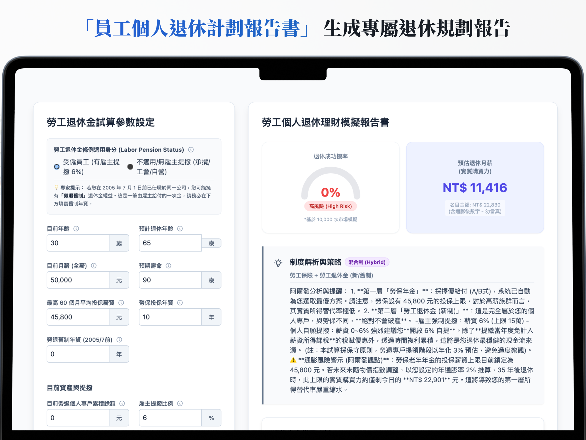 員工個人退休計劃報告書